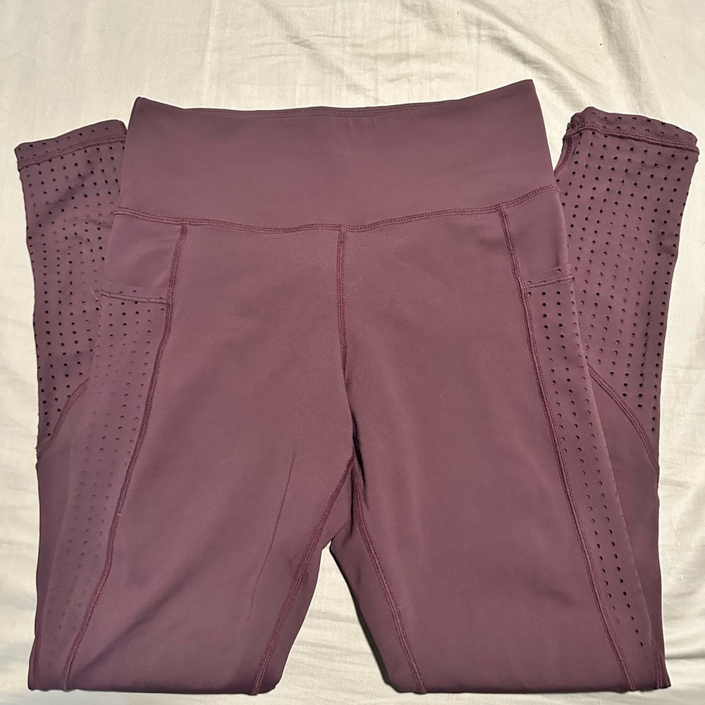 Curves N Combatboots Maroon Laser Cut Leggings Size Medium